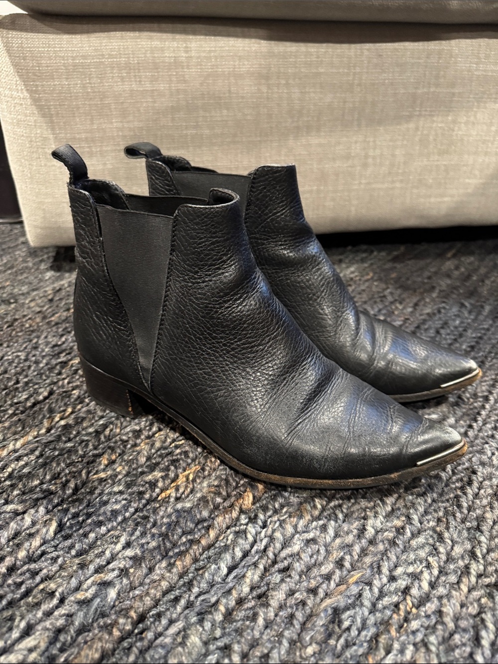Acne Studios Jensen Grained Leather Ankle Boot Black EU 40
